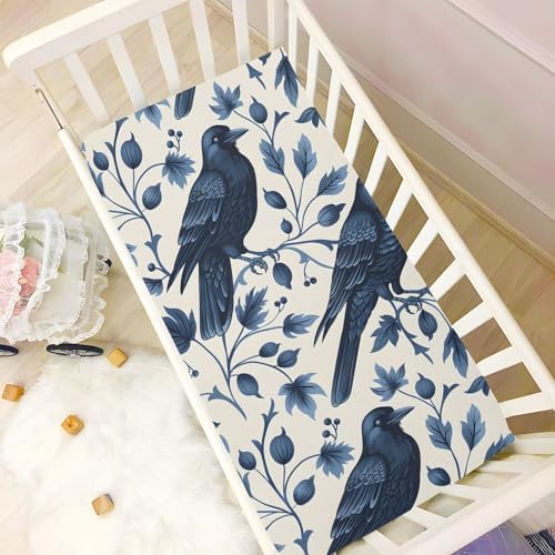 ALAZA Royal Crow Pattern Crib Sheets for Boys Girls 28x52in