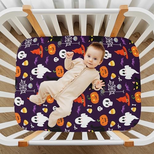 Qilmy Halloween Crib Sheet for Baby Playard and Toddler Bed
