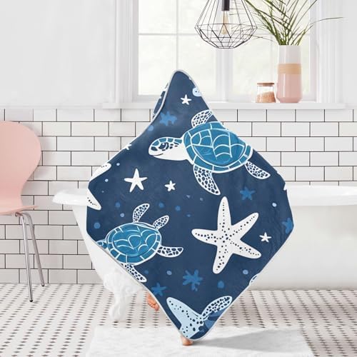 BOESI Doodle Turtle Star Baby Bath Towel - 30x30in