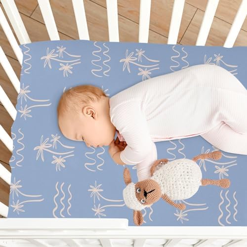 KICPOAY Palm Tree Ocean Waves Crib Sheets