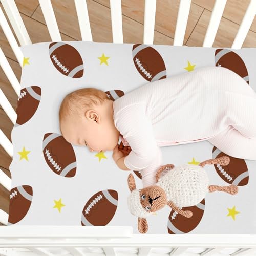 KICPOAY Rugby Balls Stars Crib Sheets Set