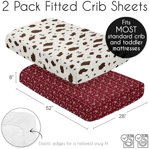 Sweet Jojo Designs Cow and Bandana Print Crib Sheet Set