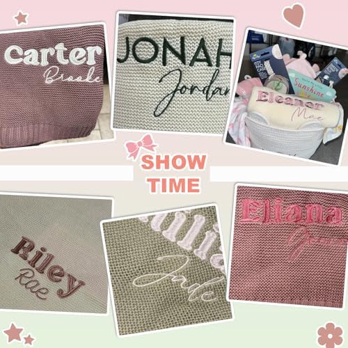 Personalized Baby Blanket with 2 Line Text Custom Embroidery