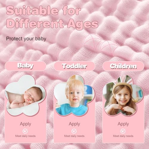 MUKIN Premium Muslin Hooded Towels 2-Pack White Pink