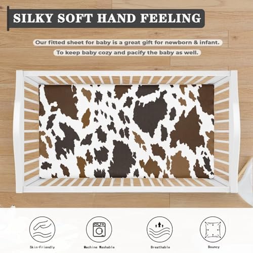 Cow Print Fitted Crib Sheet 28x52 for Toddler Bed
