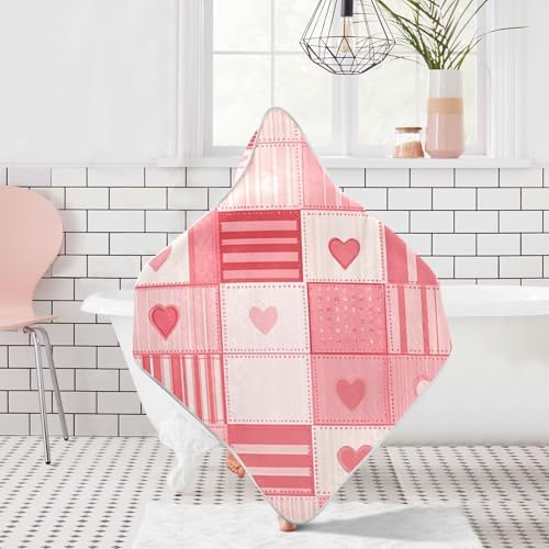 BOESI Doodle Squares Hearts Baby Bath Towel 35x35in