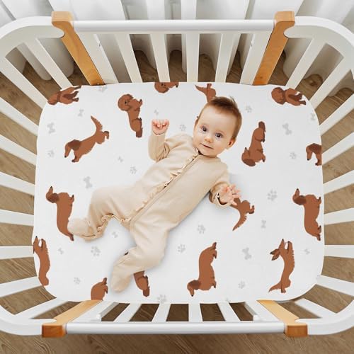 KICPOAY Dachshund Long Hair Crib Sheet 52x28in
