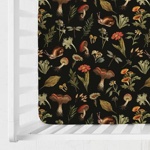 Vintage Mushroom Forest Crib Sheet 52x28