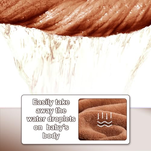 WODHOY Toddler Hooded Bath Towel 2-Pack Brown White