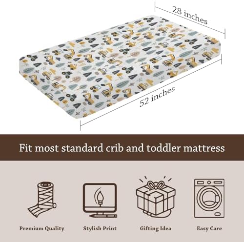 KuphiL10C Cartoon Car Truck Tree Crib Sheet 1