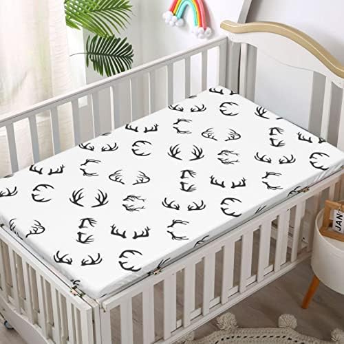 Xialenai Deer Themed Crib SheetCharcoal Grey White 28 x52