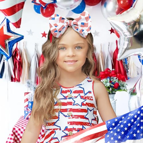 YanJie 4th of July Baby Headband Set - 2 PCS Stretchy Bows