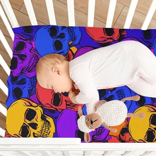 Qilmy Halloween Skull Fitted Crib Sheet Soft Baby Bedding