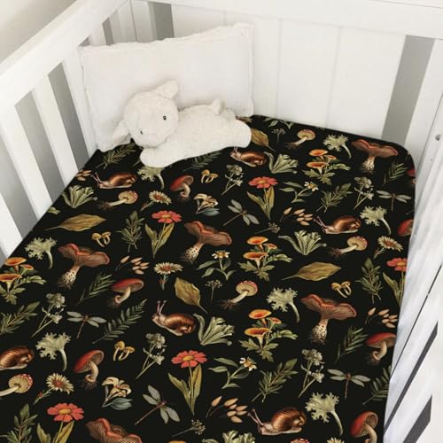 Vintage Mushroom Forest Crib Sheet 52x28
