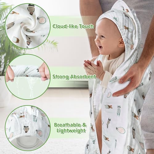 Zainpe 4Pcs Penguin Pattern Muslin Towel Set