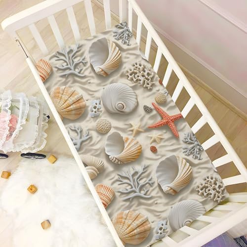 Qilmy Seashells Crib Sheet - Soft Breathable for Baby