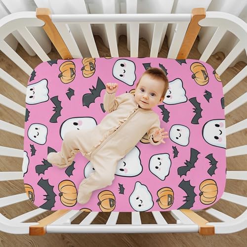 Qilmy Cute Ghosts Crib Sheet for Baby Soft Breathable