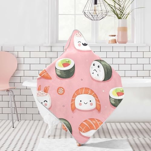 PaChyLuu Sushi Pattern Green Baby Hooded Towel 30x30 Inch