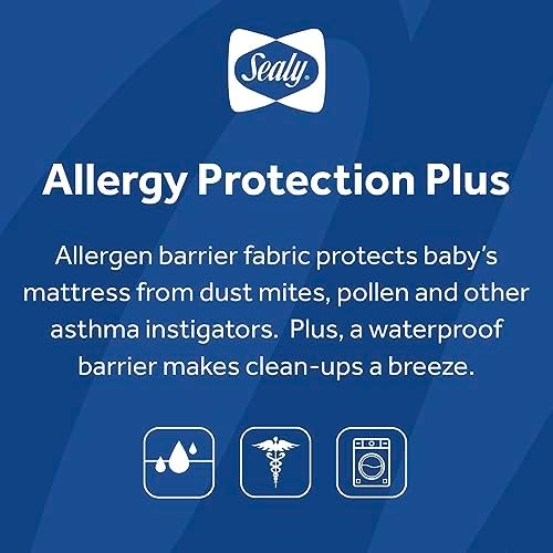 Sealy Baby Allergy Protection Plus Crib Mattress Cover 52 x 28-White
