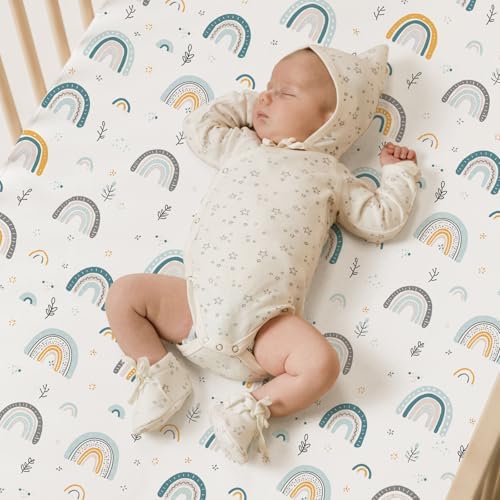 BROLEX Rainbow Stars Crib Sheets Set of 2 1