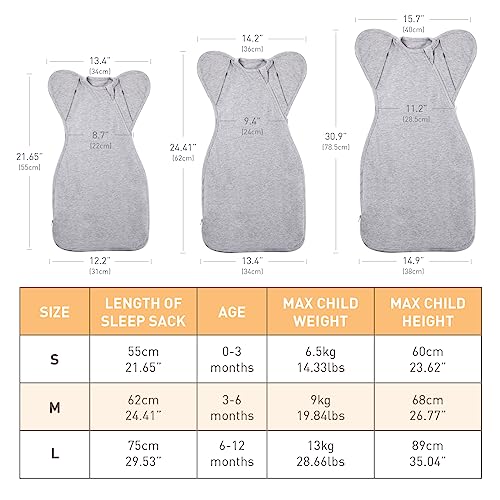 Knirose 3-Way Swaddle Blanket Sleep Sack with Arms Up