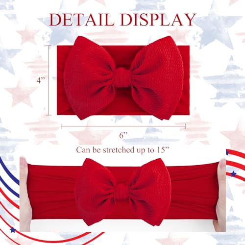YanJie 4th of July Baby Headband Set - 2 PCS Stretchy Bows