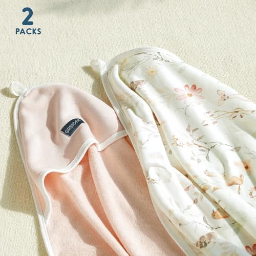 GRSSDER 2 Pack Baby Hooded Towels for Newborn