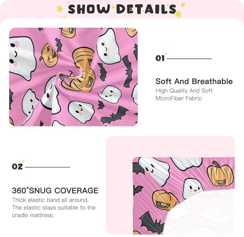 Qilmy Cute Ghosts Crib Sheet for Baby Soft Breathable