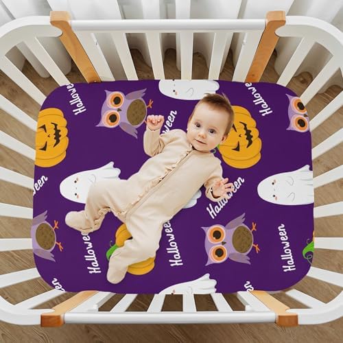 Qilmy Halloween Fitted Crib Sheet for Kids Soft Breathable