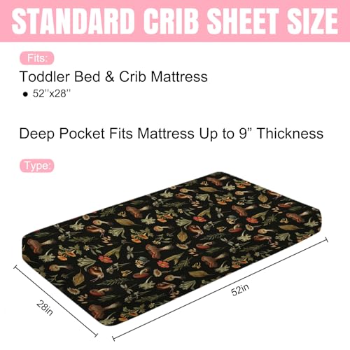 Vintage Mushroom Forest Crib Sheet 52x28