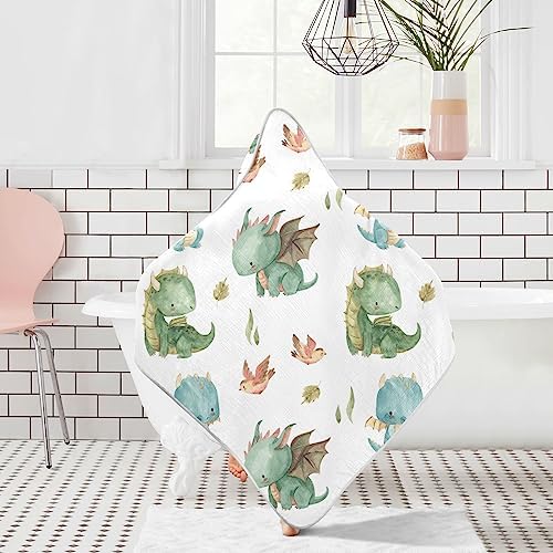 Kigai Cute Dragon Muslin Hooded Baby Towel 1