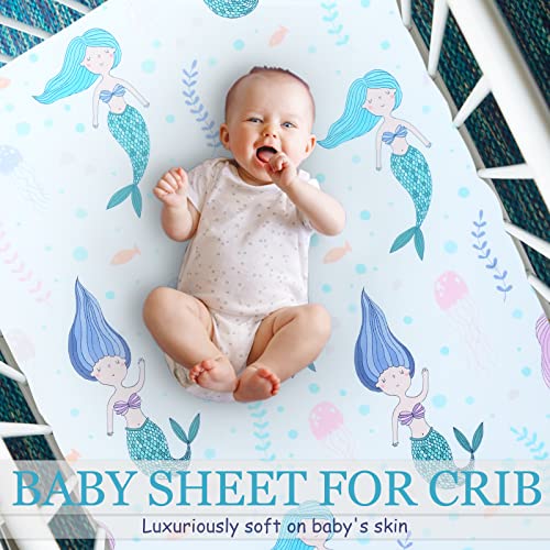 Cloele Mermaids Crib Sheet for Girls 1 Pack