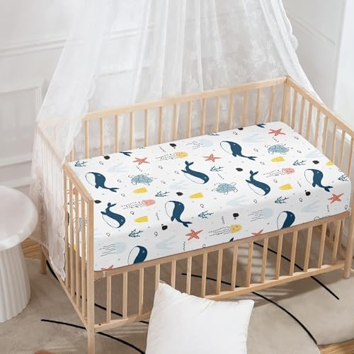 Blue Whale Ocean Fitted Crib Sheet 28x52
