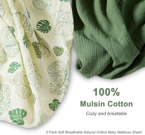 Zdolmy Muslin Crib Sheets 2 Pack for Girl and Boy