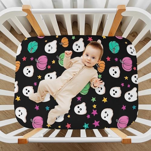 Qilmy Cute Ghost Pattern Fitted Crib Sheet for Baby