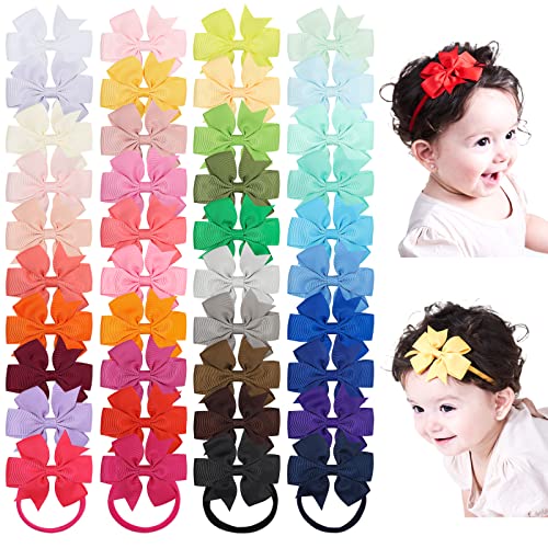 Jollybows 40pcs Baby Girls Headbands with Hair Ties