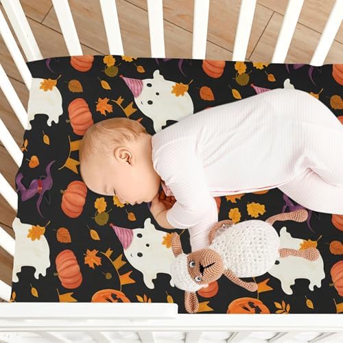 Qilmy Halloween Ghosts Fitted Crib Sheet for Boys and Girls
