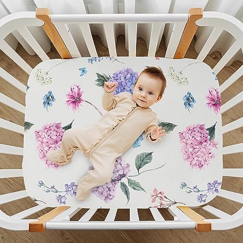 KICPOAY Hydrangea Butterfly Crib Sheets for Baby