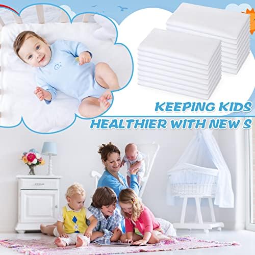 Newwiee 16 Pcs Daycare Cot Sheets 20x48 White Microfiber