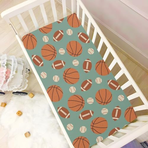 KICPOAY Ball Retro Crib Sheets Stretchy Playard Sheets for Baby