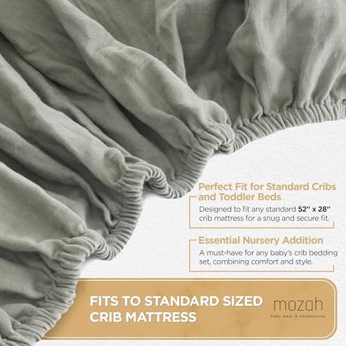 MOZAH Organic Muslin Crib Sheets - 2 Pack - Green