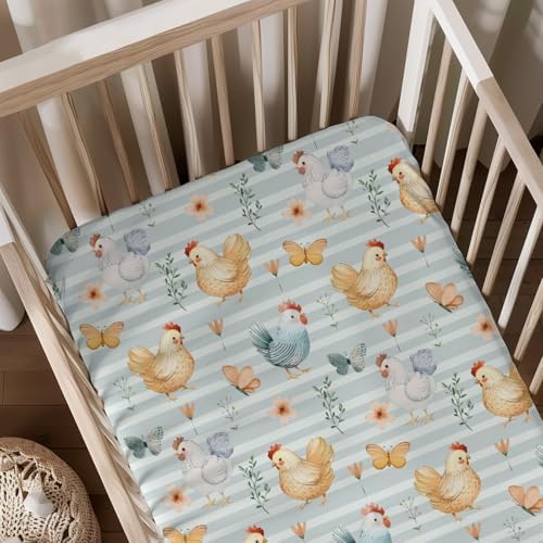 Cute Chicken Butterfly Pattern Baby Crib Sheet 28x52