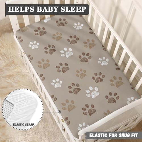 Streeyiu Brown Dog Paws Crib Sheet for Boys Girls