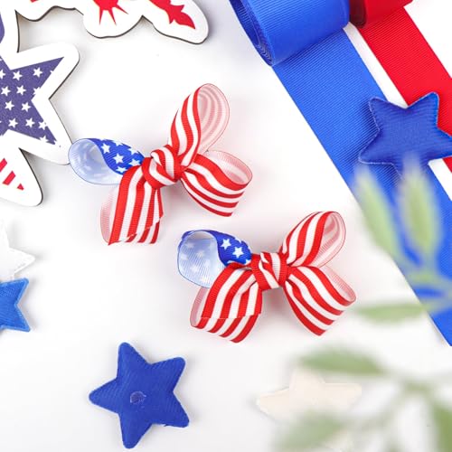 4th of July Hair Clip with American Flag Bow for Baby Toddler