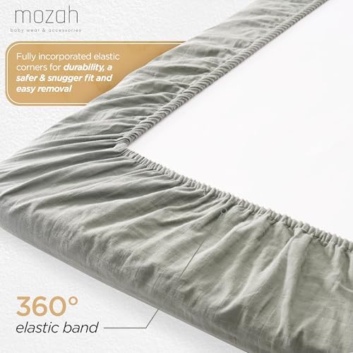 MOZAH Organic Muslin Crib Sheets - 2 Pack - Green
