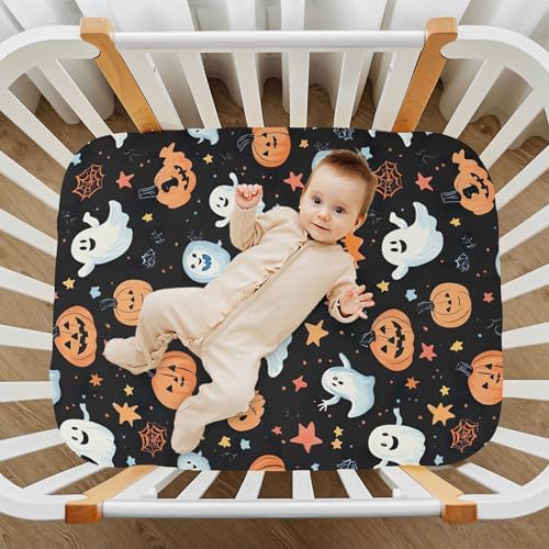 Qilmy Cartoon Ghost Fitted Crib Sheet for Baby Bed