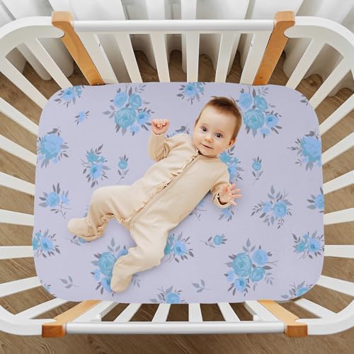 Spring Blue Flowers Crib Sheet for Baby Toddler