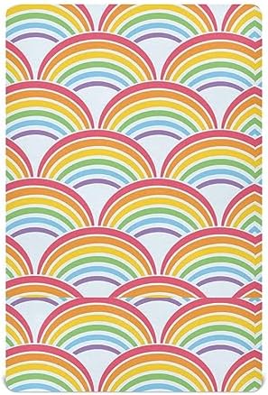 KICPOAY Fitted Crib Sheets Rainbow Stretchy Playard Sheets for Baby Toddler