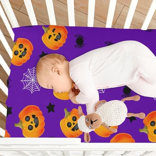 Qilmy Halloween Pumpkins Fitted Crib Sheet for Baby 1