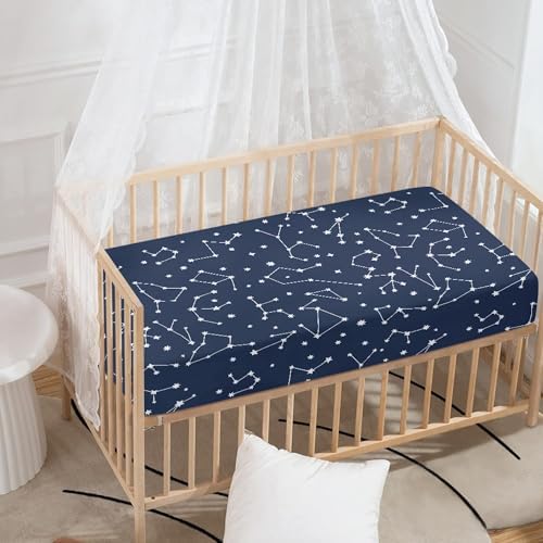 Navy Blue Star Constellations Fitted Crib Sheet